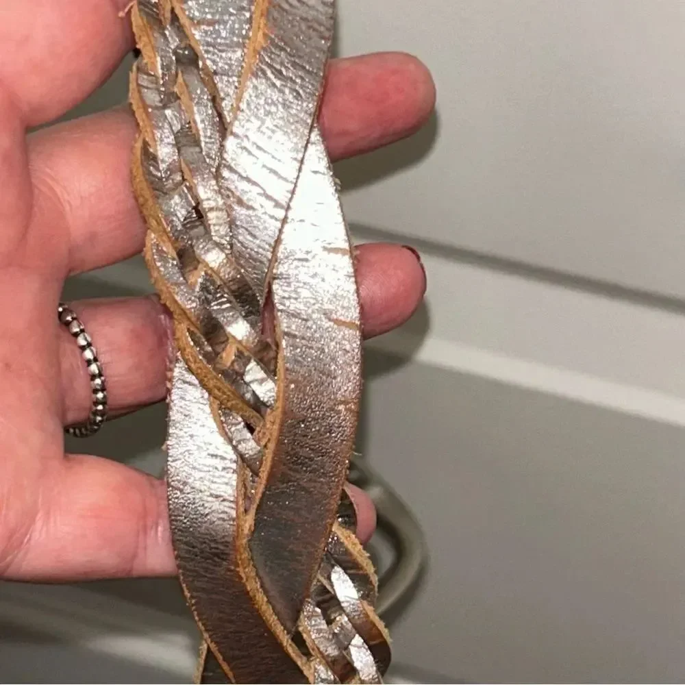 Fossil Distressed Woven Braided Metallic Statement Belt